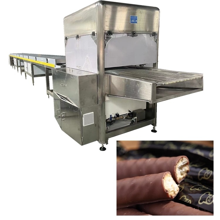 Chocolate Enrobing System With 18M Cooling Tunnel PLC Control 1-4 MM Coating