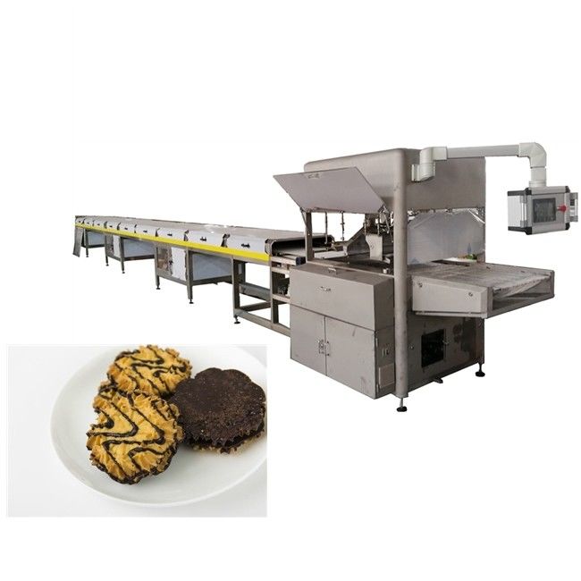 304 Stainless Steel Chocolate Coating Machine PLC Controlled For Confectionery Bakery Biscuit Wafer